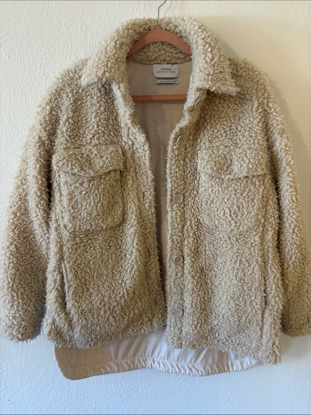 Urban Outfitters Cream Teddy Sherpa Jacket